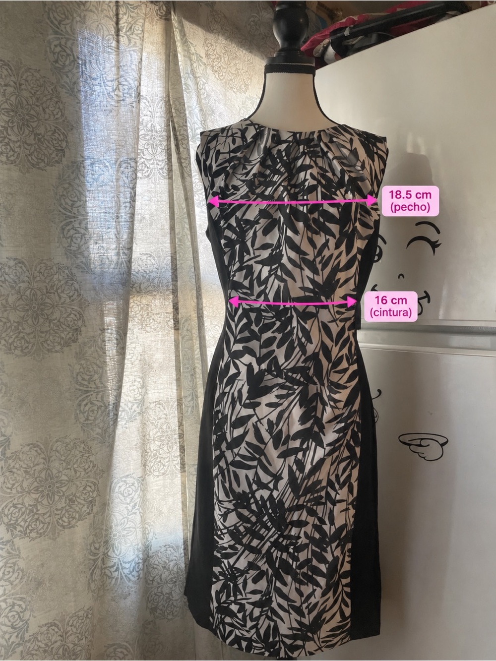 New York & Company Black and White Botanical Sheath Dress